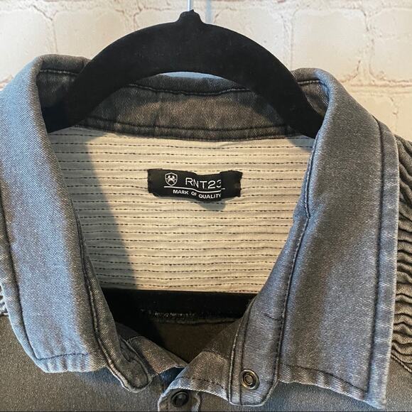 RNT23 Denim Gray Button Down Sz XXL - Picture 3 of 8